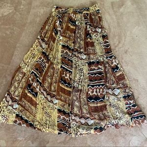 Patterned Button-down Skirt